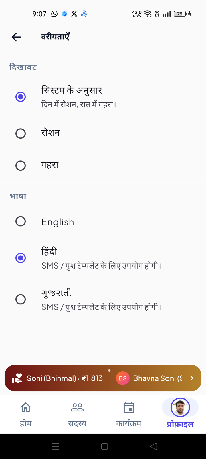 Language & dark theme